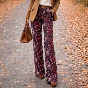 Citizen Women's HiRise Wide Leg Pants Floral Fall Psychedelic Look Artsy Size XS